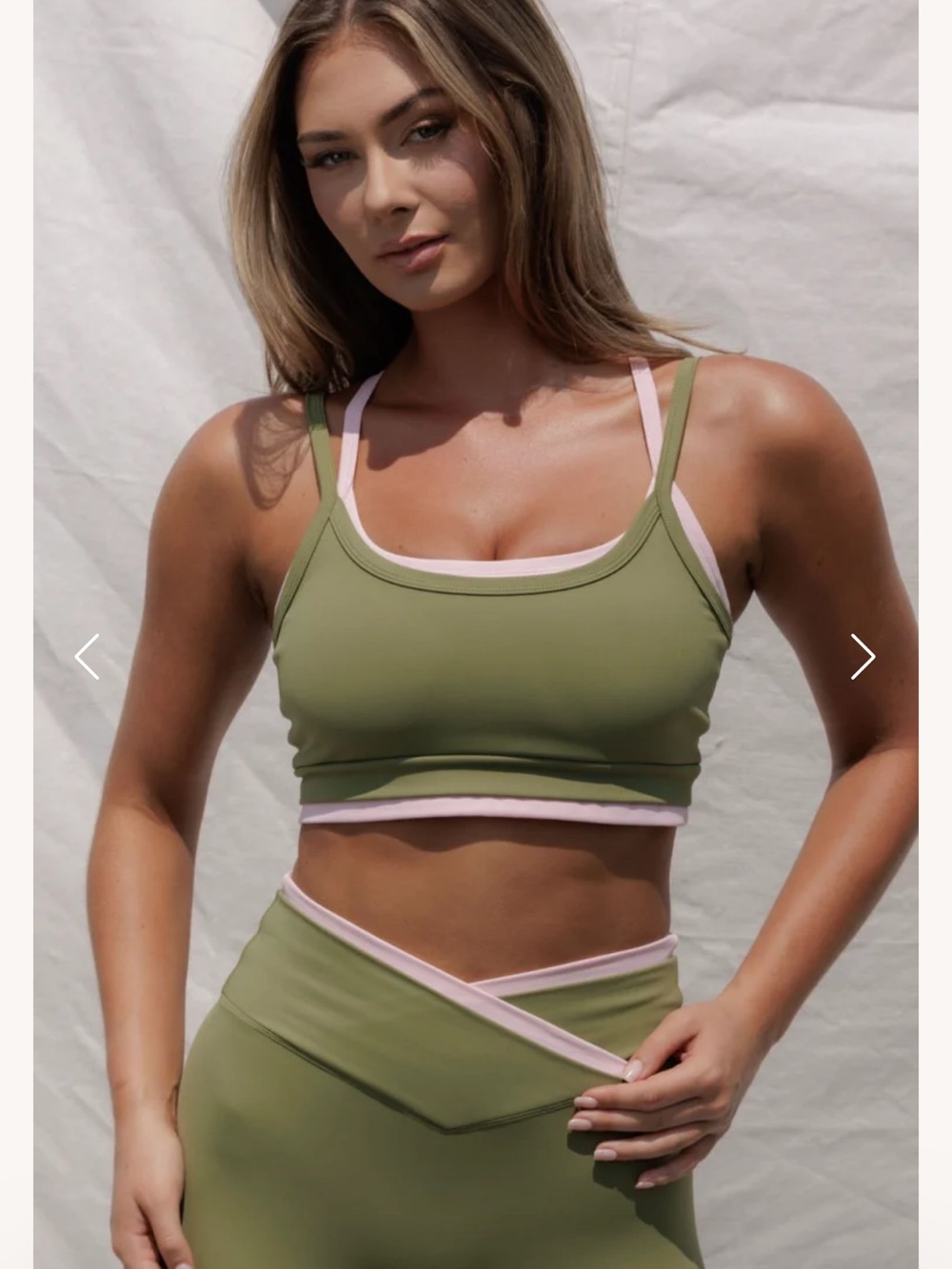 Salt Project Olive/Baby Pink Aire Over Under Sports Workout Bra New